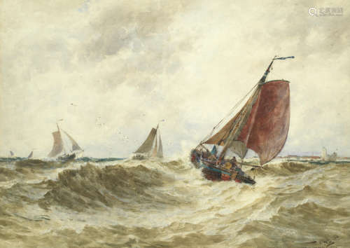 'Dutch Pincks returning to Katwijk' Thomas Bush Hardy(British, 1842-1897)