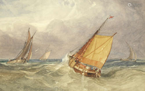 Boats in a light swell Miles Edmund Cotman(British, 1810-1858)