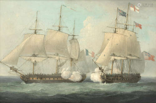 HMS Eurotas commencing action with the French frigate Clorinde, 25th February 1814 Thomas Whitcombe(British, circa 1752-1824)