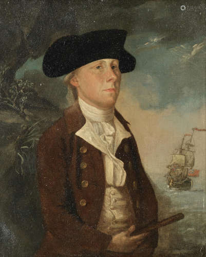 Portrait of Captain Slee, Chief Preventive Officer of the Coast of Holderness (according to label) English Schoollate 18th century