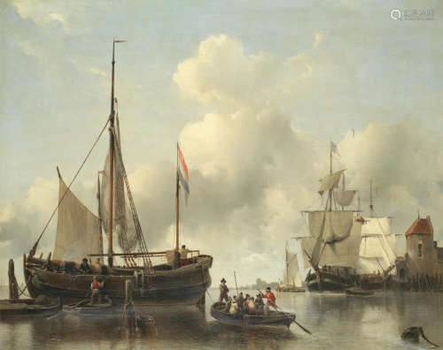 A Dutch harbour scene Antonie Waldorp(Dutch, 1803-1866)