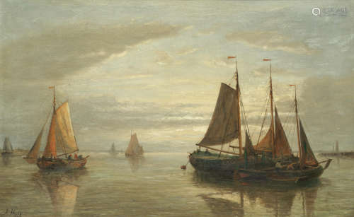 'Off the Dutch Coast, Evening' Abraham Hulk(Dutch, 1813-1897)