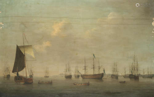 The Fleet at anchor, Spithead Attributed to Richard Paton(London 1717-1791)