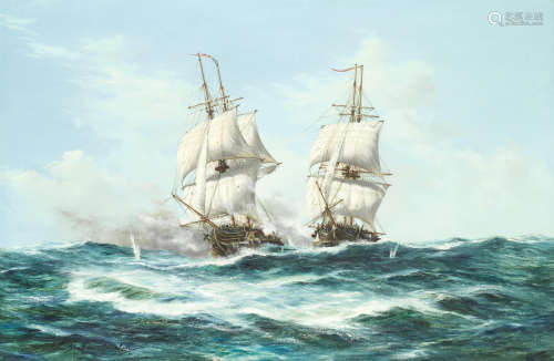 'The Action between H.M.S. Frolic and the U.S. ship Wasp, 18th October 1812' John Bentham Dinsdale(British, 1927-2008)