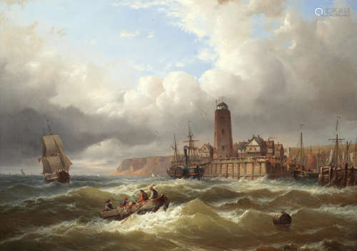 Channel Packets entering Dieppe Johann Baptist Weiss(German, 1812-1879)