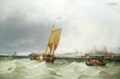 A breezy day, Portsmouth approx 90 x 134cm James Webb(British, 1825-1895)