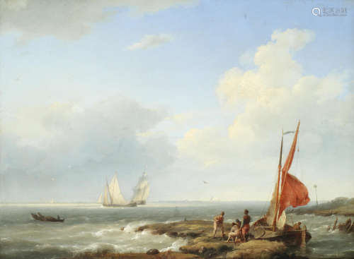 Dutch coastal landscape Hermanus Koekkoek(Dutch, 1815-1882)