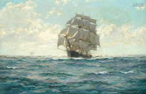 At full sail on the high seas  Montague Dawson(British, 1890-1973)