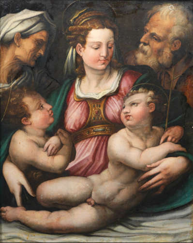 Circle of Giorgio Vasari(Arezzo 1511-1574 Florence) The Holy Family with the Infant Saint John the Baptist and Saint Elizabeth