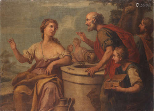 Circle of Nicolo Bambini(Venice 1651-1736) Rebecca and Eliezer at the well