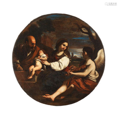 Circle of Giovanni Francesco Barbieri, called il Guercino(Cento 1591-1666 Bologna) The Rest on the Flight into Egypt 71.2 cm. (28 in.) diameter unframed