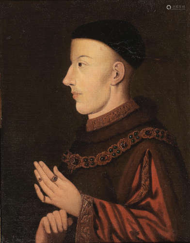 English School18th Century Portrait of Henry V, half-length, in a fur-trimmed tabard and jewelled chain