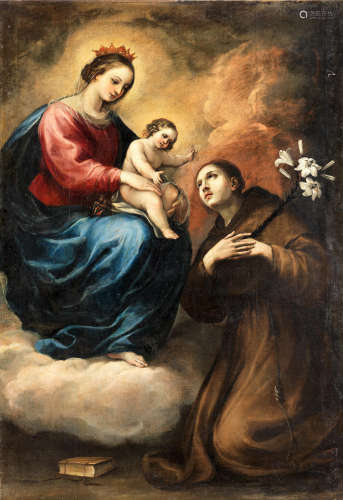 Bolognese School17th Century The Madonna and Child with Saint Anthony of Padua unframed