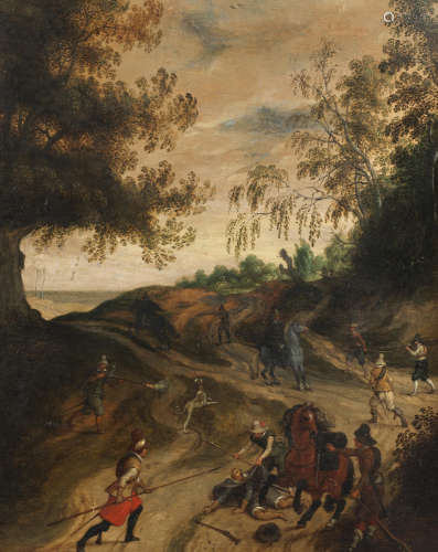 Attributed to Sebastian Vrancx(Antwerp 1573-1647) Bandits in a rocky landscape
