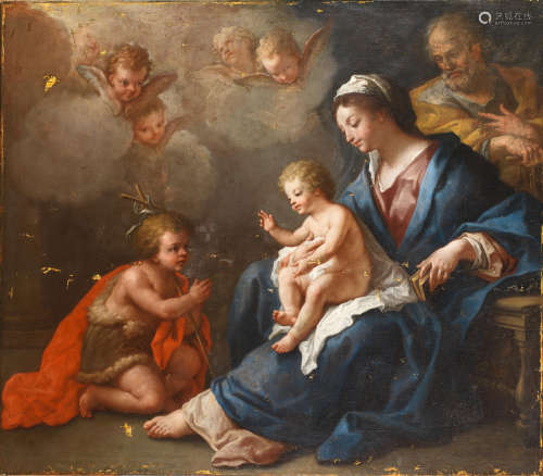 Paolo de Matteis(Cilento 1662-1728 Naples) The Holy Family with the Infant Saint John the Baptist and attendant putti unframed