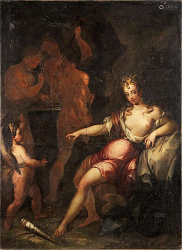 Prague School17th Century Venus in the forge of Vulcan unframed