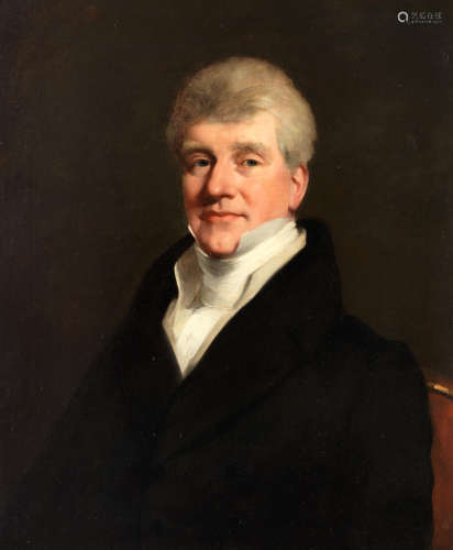 Circle of Sir Henry Raeburn R.A.(Stockbridge 1756-1823 Edinburgh) Portrait of a gentleman, half-length, in a black coat