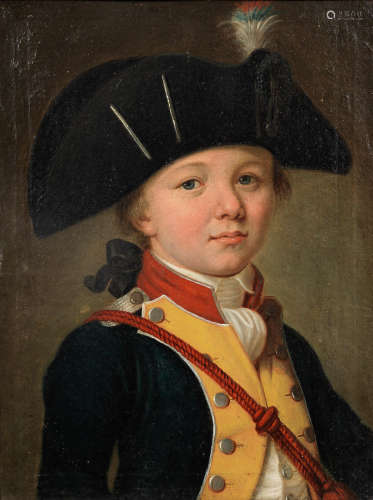 Attributed to Johann Friedrich August Tischbein(Maastricht 1750-1812 Heidelberg) Portrait of a boy, half-length, in military costume