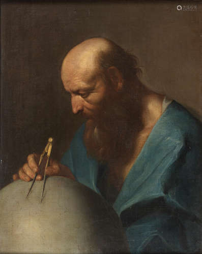 Attributed to Giuseppe Antonio Petrini(Carona 1677-1759) Study of a geographer wearing a blue robe
