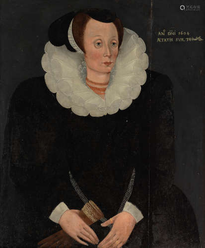 English Schoolcirca 1604 Portrait of a lady, said to be Elizabeth, daughter of Thomas Martin,