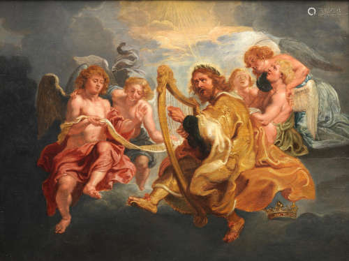 Studio of Sir Peter Paul Rubens(Siegen 1577-1640 Antwerp) King David playing the harp