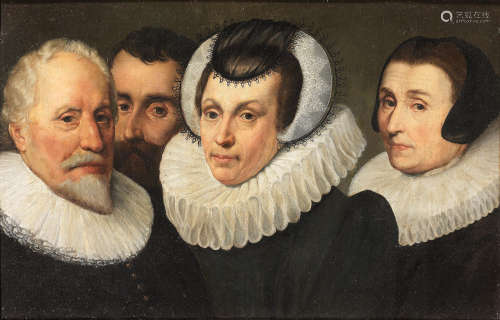 Dutch School17th Century Portrait of Erick Dimmer and three other figures, all bust-length