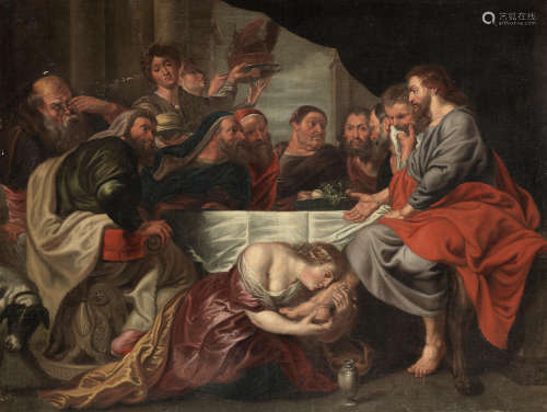 Circle of Sir Peter Paul Rubens(Siegen 1577-1640 Antwerp) Christ in the house of Simon the Pharisee