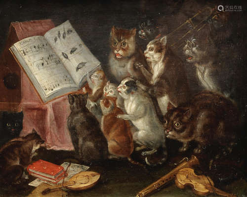 Circle of Ferdinand van Kessel the Elder(Antwerp 1648-1696 Breda) A musical gathering of cats