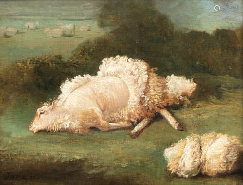 James Ward R.A.(London 1769-1859 Cheshunt) A sheep and a shorn fleece