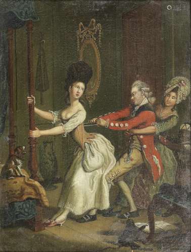 John Collet(London 1725-1780) Tight lacing, or, Fashion before ease; and The Triple Plea  (2)