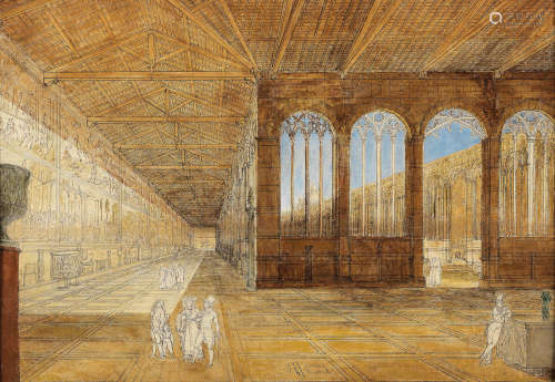 Attributed to Emilio Burci(Florence 1811-1877) The interior of the Camposanto of Pisa