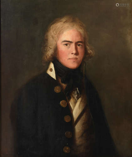 Circle of Thomas Hickey(Dublin 1741-1824 Madras) Portrait of a gentleman, said to be Commander David Chambers RN, half-length, wearing naval uniform