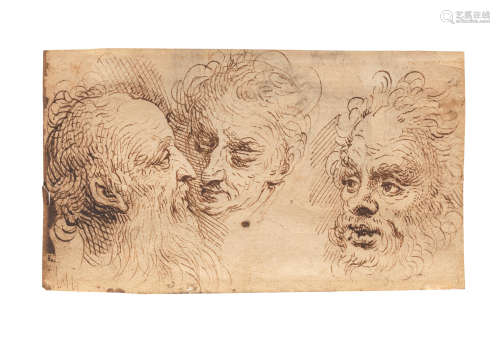 Attributed to Jacopo Palma il Vecchio(Serina circa 1479-1528 Venice) Study of three heads unframed
