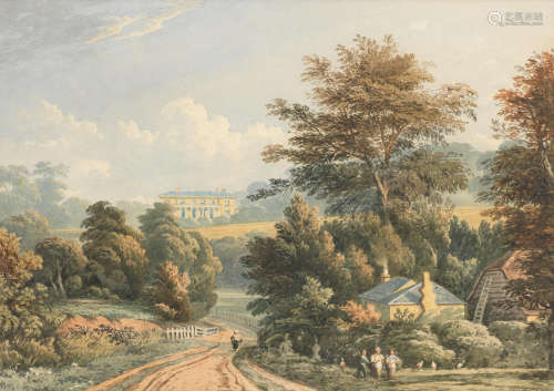 John Varley OWS(London 1778-1842) A view of the south front of Polesdon Lacey, Surrey