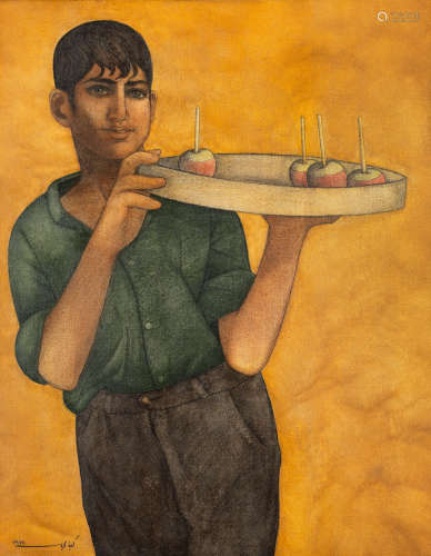A Boy with a tray of Apples Louay Kayyali(Syria, 1934-1978)
