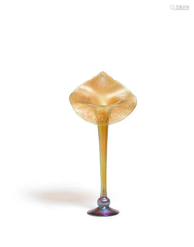 Jack-in-the-Pulpit Vasecirca 1900Favrile glass, engraved 'L.C. Tiffany-F-avrile'height 16 1/2in (41.9cm); width 7 3/4in (19.6cm); depth 5 1/4in (13.3cm)   Tiffany Studios (1899-1930)