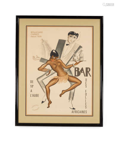 Bar Des Folies Africainescirca 1926color lithographic poster24 3/4 x 18 1/2in (62.9 x 47cm)  French