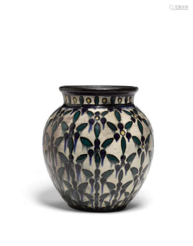 Vase1925glazed stoneware, glaze mark 'RH France'height 12 1/4in (31cm); diameter 10 1/2in (27cm)  René Herbst (1891-1982)