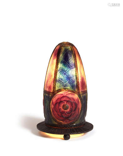 Rosaces Veilleusecirca 1923Bloch-Dermant 23.15, pâte de verre, wrought iron, signed 'G.ARGY-ROUSSEAU FRANCE' in intaglioheight overall 6 3/4in (17.3cm)  Gabriel Argy-Rousseau (1885-1953)