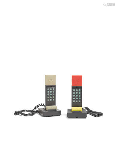 Two Enorme Telephones1986for Enorme, one unique, ABS polymer casingheight 2 1/4in (5.7cm); length 7 5/8in (19.4cm); depth 4in (10.2cm)  Ettore Sottsass (1917-2007)
