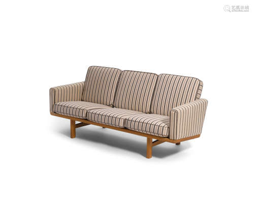 GE 236 3-Seater Sofadesigned 1955for Getama, oak, upholstered, apparently unmarkedheight 30 1/2in (77.4cm); width 70in (177.8cm); depth 31in (78.7cm)  Hans J. Wegner (1914-2007)