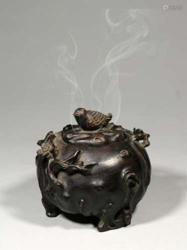 Republican Chinese Zitan wood Cover Censer