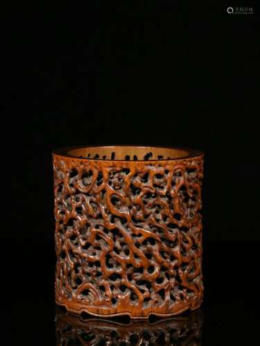 Republican Chinese Bamboo Carved Brushpot