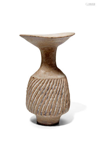 Vase with Flaring Lip1978-80stoneware with white pitted glaze, impressed 'LR'height 9 1/4in (23.2cm)  Lucie Rie (1902-1995)