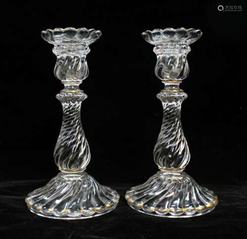 Pair of Baccarat Crystal Candle Stick