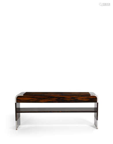 Console1970schromed steel, zebrawoodheight 29 5/8in (75cm); width 72 1/8in (183cm); depth 16in (40cm) Pace Collection (Founded 1960)