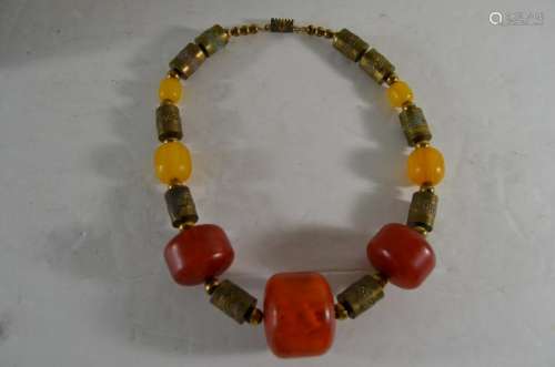 Chinese Tibet Amber Beads Necklace