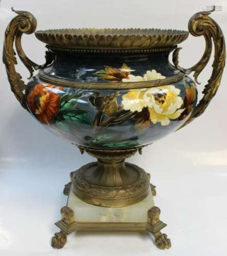 19th.C Bronze and Porcelain Center Piece