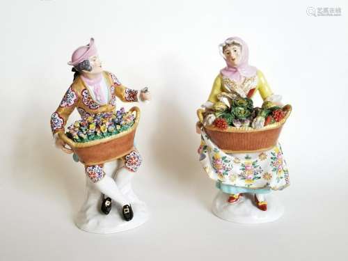 Antique Pair Porcelain Figurines Chelsea Derby