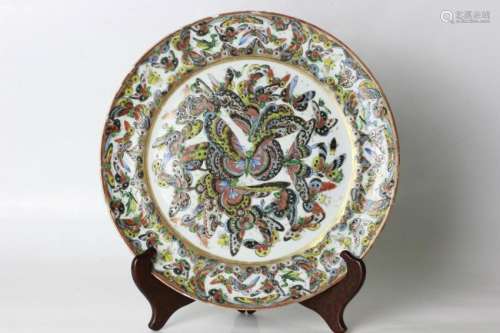 19th.C Chinese Famille Rose Expo Porcelain Plate